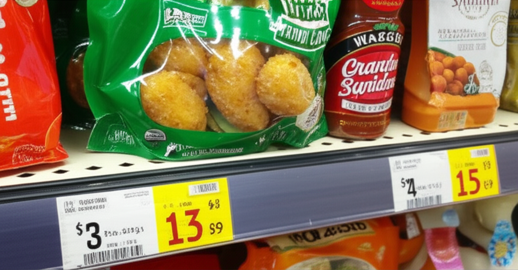 Grocery items with price tags