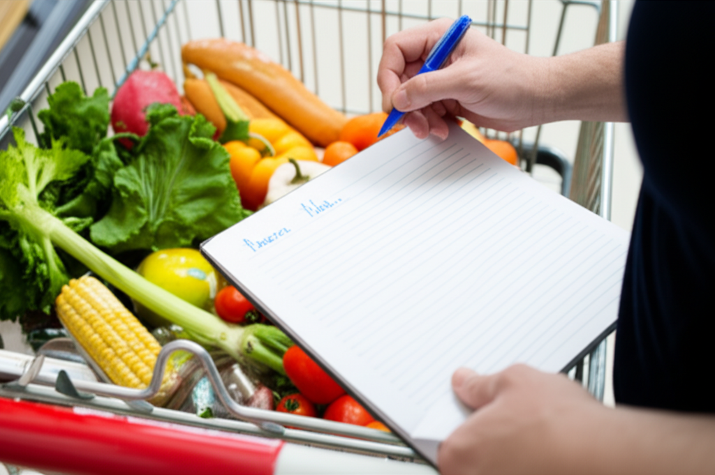Person checking shopping list